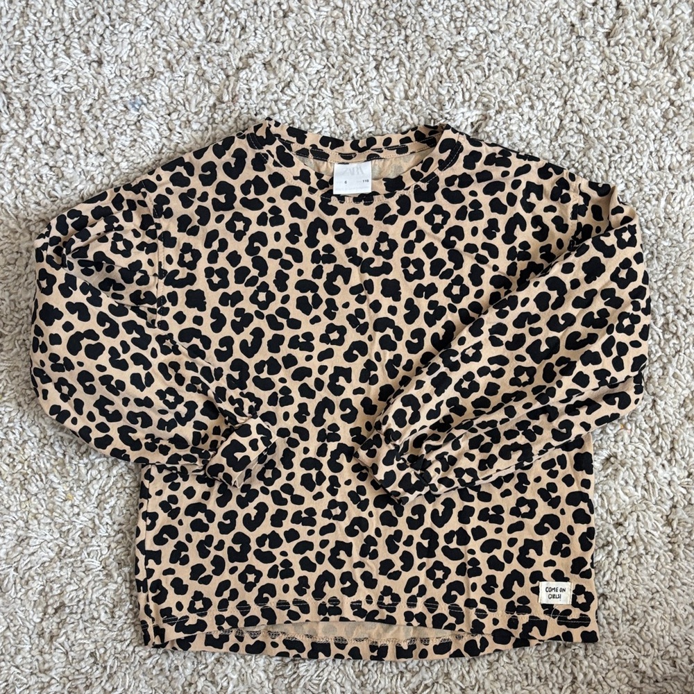 Zara| Beige and Black Animal Print Top